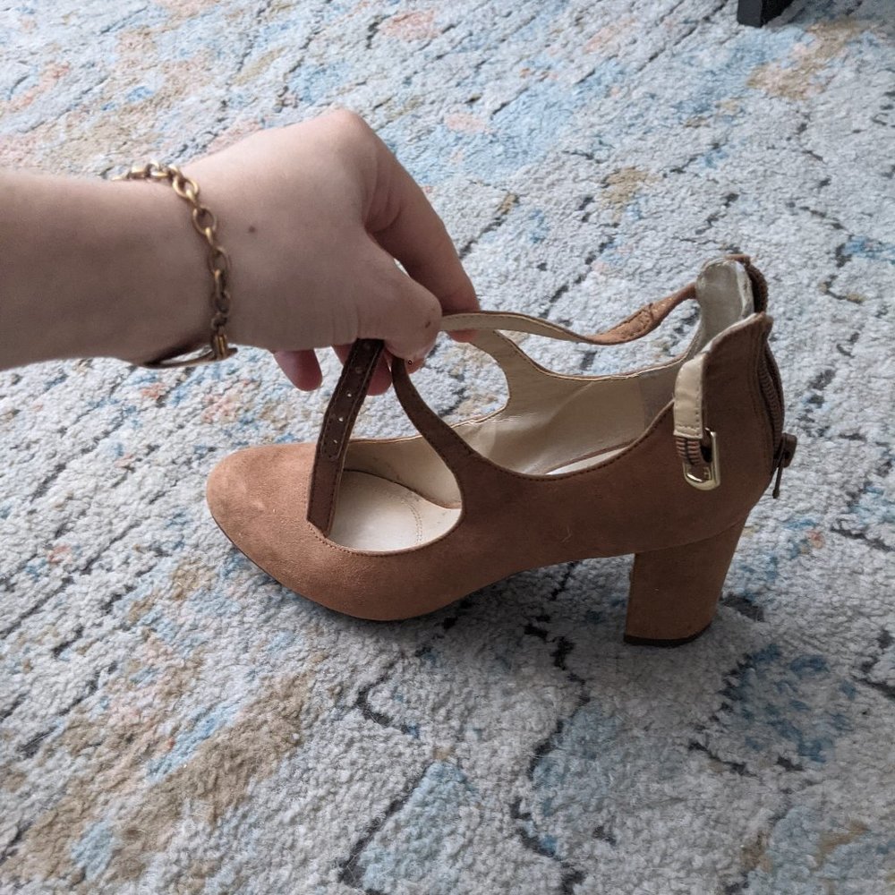 COPY - Tan Block-heel, Ankle-Strap sandles